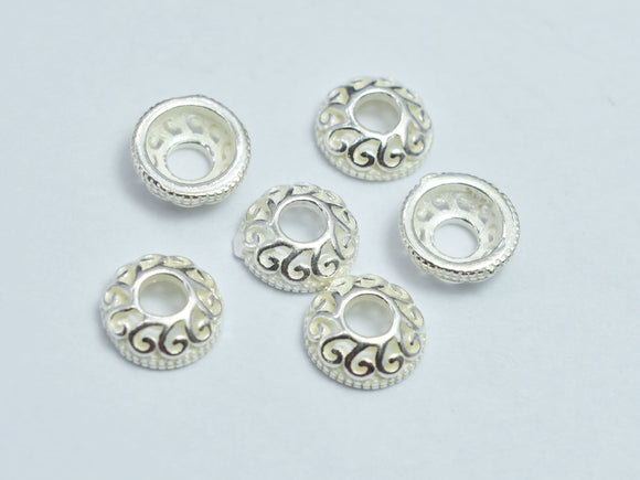 10pcs 925 Sterling Silver Bead Caps, 6x2.1mm-BeadBeyond
