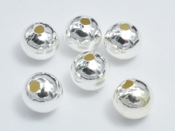 4pcs 925 Sterling Silver Beads, 8mm Round Beads, Big Hole 2mm-BeadBeyond