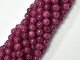 Jade Beads, Fuchsia, 8mm Round Beads-BeadBeyond