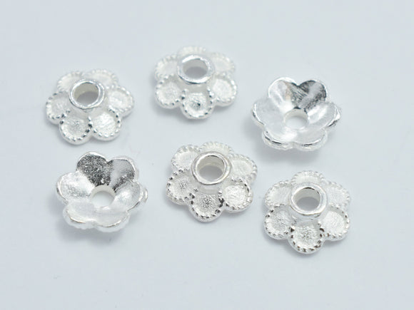 10pcs 925 Sterling Silver Bead Caps, 5.8x2mm Flower Bead Caps-Metal Findings & Charms-BeadBeyond