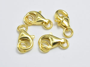 2pcs 24K Gold Vermeil Lobster Claw Clasp, 925 Sterling Silver Clasp, 11x6mm-Metal Findings & Charms-BeadBeyond