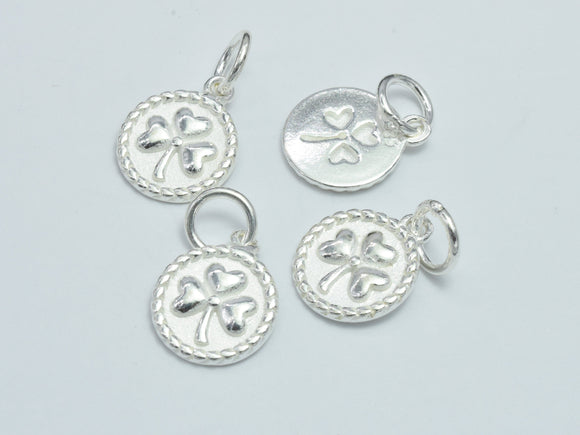 2pcs 925 Sterling Silver Charms, Flower Charms, 10mm Coin-BeadBeyond