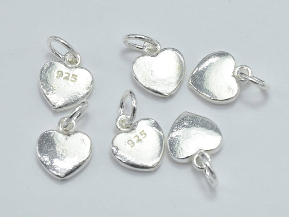 4pcs 925 Sterling Silver Charm, Heart Charm, 7x8mm-Metal Findings & Charms-BeadBeyond