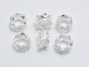 8pcs 925 Sterling Silver Bead Caps, 5.6mm Double Bead Caps, Flower Bead Caps-Metal Findings & Charms-BeadBeyond
