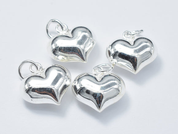 1pcs 925 Sterling Silver Charm, Heart Charm, 12x10mm-Metal Findings & Charms-BeadBeyond