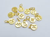 1pcs 24K Gold Vermeil Astrology Sign Charms, 925 Sterling Silver Charms, 9.2mm Coin Charms-Metal Findings & Charms-BeadBeyond