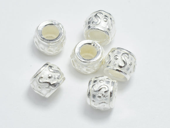 4pcs 925 Sterling Silver Beads, Drum Beads, Big Hole Spacer Beads, 5.8x4.3mm-BeadBeyond