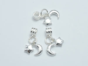 1pc 925 Sterling Silver Charms, Connector, Moon and Star Charms, Moon 7mm, Star 6mm-BeadBeyond