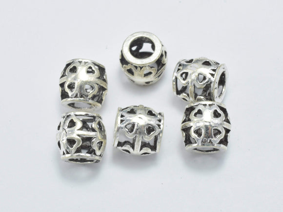 2pcs 925 Sterling Silver Beads-Antique Silver, Filigree Drum Beads, Big Hole Spacer Beads, 7.5x6.8mm-Metal Findings & Charms-BeadBeyond