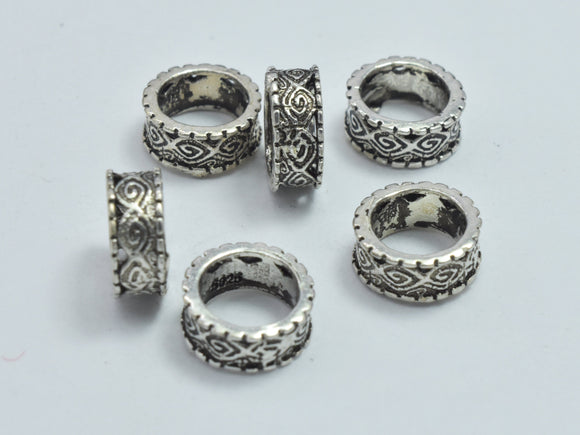 4pcs 925 Sterling Silver Beads-Antique Silver, 7x3mm, Tube Beads, Big Hole Beads-BeadBeyond
