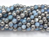 Mystic Coated Banded Agate - Blue & Silver, 8mm, Faceted-BeadBeyond