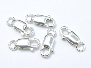 925 Sterling Silver Lobster Clasp, 4x10mm, With Closed Jump Ring, 4pcs-Metal Findings & Charms-BeadBeyond