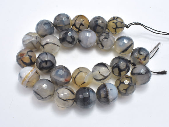 Dragon Vein Agate Beads, 16mm Faceted Round Beads-BeadBeyond