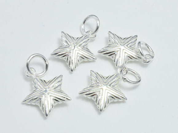 2pcs 925 Sterling Silver Charms, Star Charms, 12mm-BeadBeyond