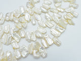 Fresh Water Pearl Beads, White with AB, Top drilled, Keshi, (5-8)x(8-12)mm-Pearls & Glass-BeadBeyond