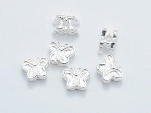 4pcs 925 Sterling Silver Beads, Butterfly Beads, 6.5x5mm Beads-Metal Findings & Charms-BeadBeyond