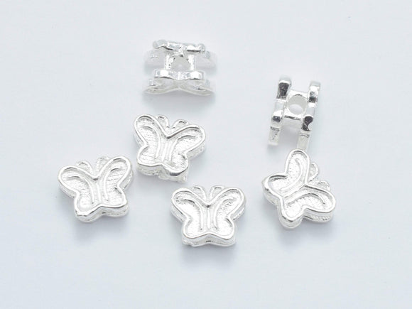 4pcs 925 Sterling Silver Beads, Butterfly Beads, 6.5x5mm Beads-Metal Findings & Charms-BeadBeyond