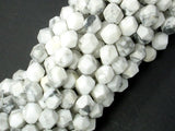 White Howlite Beads, 8mm Star Cut Faceted Round, 14.5 Inch-Gems: Round & Faceted-BeadBeyond