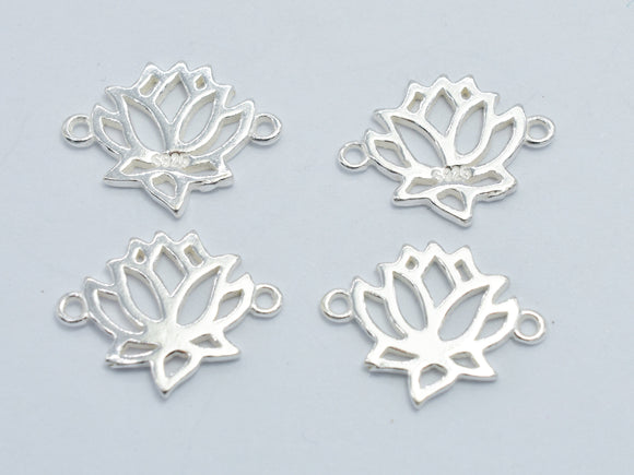 4pcs 925 Sterling Silver Bead Connector, Lotus Connector, 15x11mm-BeadBeyond
