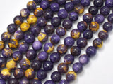 Rain Flower Stone, Purple, Yellow, 8mm Round Beads-Gems: Round & Faceted-BeadBeyond