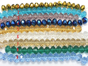 Crystal Glass Beads, 9x12mm Faceted Rondelle Beads, 6 Inch-Pearls & Glass-BeadBeyond
