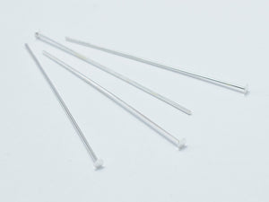 10pcs 925 Sterling Silver Head Pin, 40mm, 0.6mm(23gauge)-Metal Findings & Charms-BeadBeyond