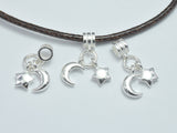 1pc 925 Sterling Silver Charms, Connector, Moon and Star Charms, Moon 7mm, Star 6mm-BeadBeyond