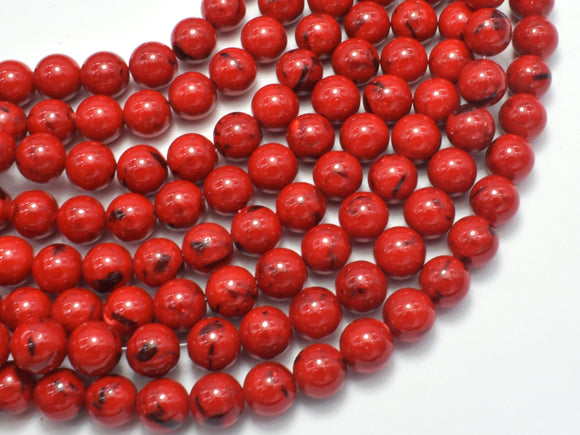Shell Turquoise Howlite - Red, 6mm (6.5mm)-BeadBeyond