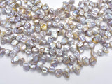 Fresh Water Pearl Beads, Mauve with AB, Top drilled Keshi, 9-11mm-Pearls & Glass-BeadBeyond