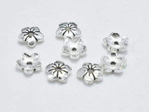 30pcs 925 Sterling Silver Bead Caps-Antique Silver, 3.8x1.1mm Flower Bead Caps-Metal Findings & Charms-BeadBeyond