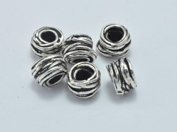 2pcs 925 Sterling Silver Beads-Antique Silver, 6x4mm Tube Beads-Metal Findings & Charms-BeadBeyond