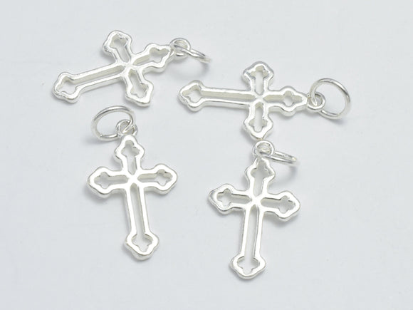 2pcs 925 Sterling Silver Charms, Cross Charms, 11x18mm-BeadBeyond