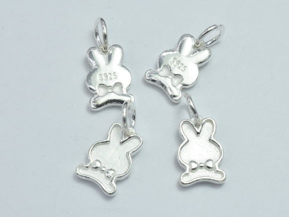 2pcs 925 Sterling Silver Charms, Bunny Charm, Rabbit Charm, 10x7.5mm-BeadBeyond