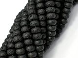 Black Lava Beads, 4x6mm Rondelle Beads-Gems:Assorted Shape-BeadBeyond