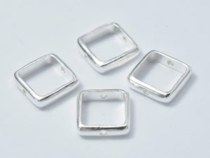 4pcs 925 Sterling Silver Square Bead Frames, 9.5mm-Metal Findings & Charms-BeadBeyond