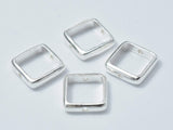 4pcs 925 Sterling Silver Square Bead Frames, 9.5mm-Metal Findings & Charms-BeadBeyond