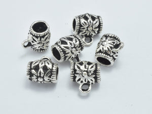 2pcs 925 Sterling Silver Bead Connector-Antique Silver, Drum, 6x7.2mm-Metal Findings & Charms-BeadBeyond
