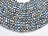 Mystic Coated Banded Agate - Blue & Silver, 8mm, Faceted-BeadBeyond