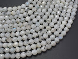 White Rainbow Moonstone, 6mm (6.5mm), Faceted Round-BeadBeyond