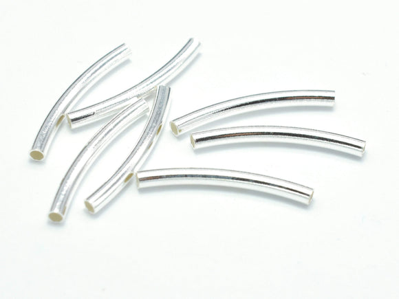 6pcs 925 Sterling Silver Tube, Curved Tube, 2x25mm, Hole 1.4mm-Metal Findings & Charms-BeadBeyond
