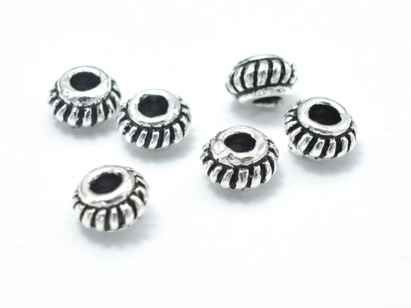 8pcs 925 Sterling Silver Beads-Antique Silver, 5mm Rondelle Beads, Spacer Beads, 5x3mm Hole 1.8mm-Metal Findings & Charms-BeadBeyond