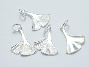 2pcs 925 Sterling Silver Charm, Ginkgo Leaf Charm, 14x17mm-Metal Findings & Charms-BeadBeyond