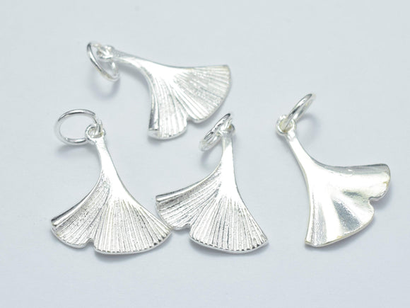 2pcs 925 Sterling Silver Charm, Ginkgo Leaf Charm, 14x17mm-Metal Findings & Charms-BeadBeyond