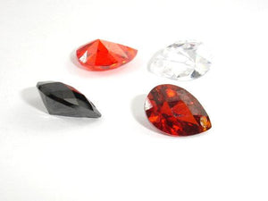 CZ beads, Faceted Pear, Pointed Back, 7x10mm-Cubic Zirconia-BeadBeyond