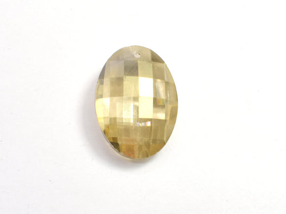 Crystal Glass 23x32mm Faceted Oval Pendant, Yellow, 1piece-BeadBeyond