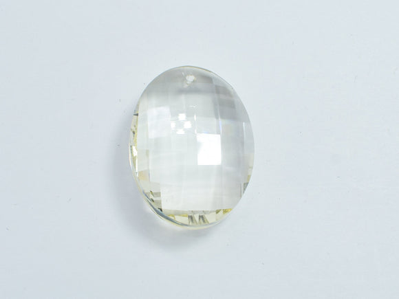 Crystal Glass 23x32mm Faceted Oval Pendant, Clear, 1piece-BeadBeyond