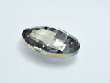 Crystal Glass 36x50mm Faceted Oval Pendant, Gray, 1piece-BeadBeyond