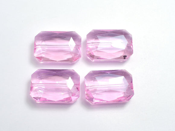 Crystal Glass 18x26mm Faceted Rectangle Beads, Pink, 2pieces-BeadBeyond