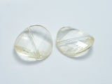 Crystal Glass 28mm Twisted Faceted Coin Beads, Light Champagne, 2pieces-BeadBeyond