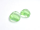 Crystal Glass 18mm Twisted Faceted Coin Beads, Green, 4pieces-BeadBeyond